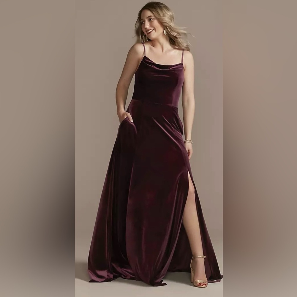 Strapless Velvet Gown in Rich Burgundy